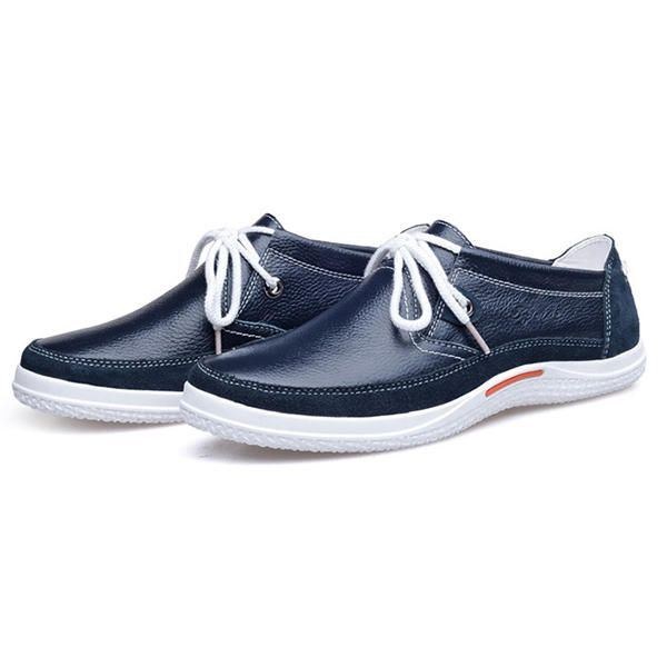 Lace Up Herr Oxfords Casual Outdoor Platta Skor I Läder