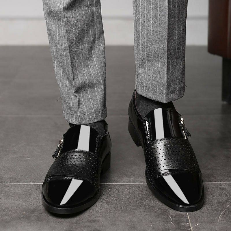 Läder För Män Ihåligt Andas Mjuk Sula Slip On Casual Oxford Business Skor