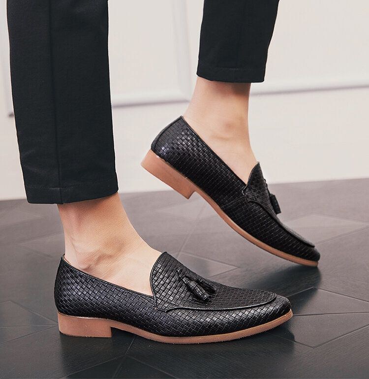 Män Vävd Detalj Tofsdekor Bekväma Slip On Business Casual Milda Skor