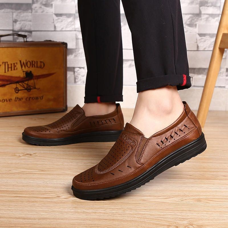 Men Hollow Out Mjuk Sula Läder Oxfords