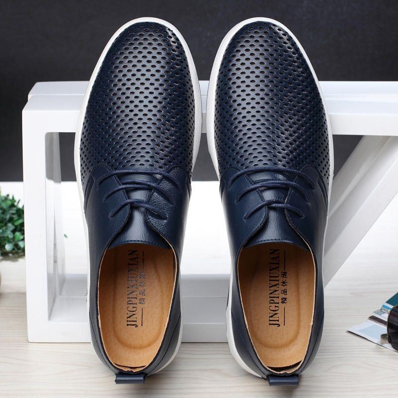 Mjukt Läder För Män Casual Business Office Flat Oxfords