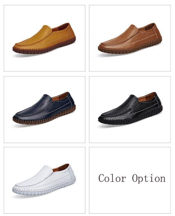 Mjukt Läder I Ren Färg För Män Slip On Casual Flat Oxfords