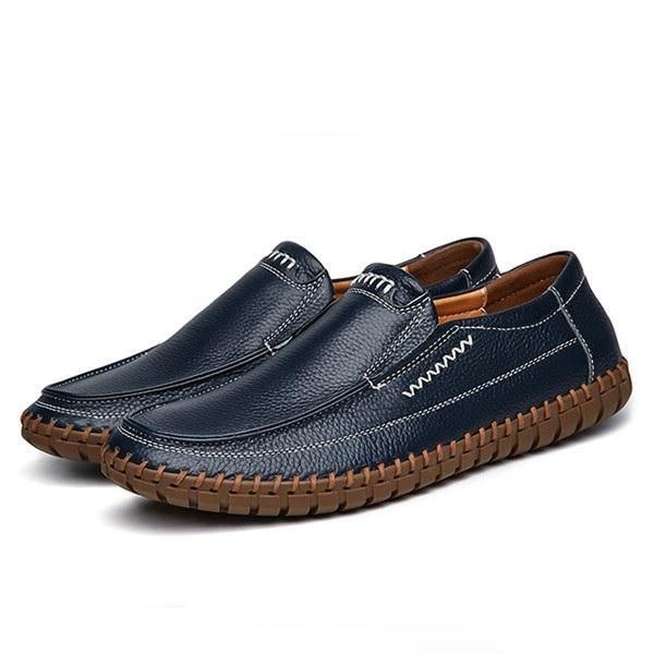 Skor Herr Äkta Läder Handsömmar Mjuk Sula Slip On Oxfords