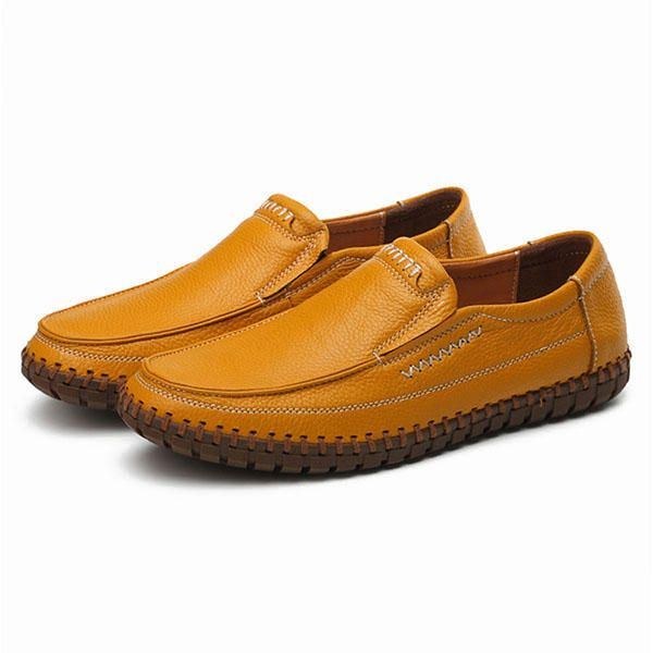 Skor Herr Äkta Läder Handsömmar Mjuk Sula Slip On Oxfords