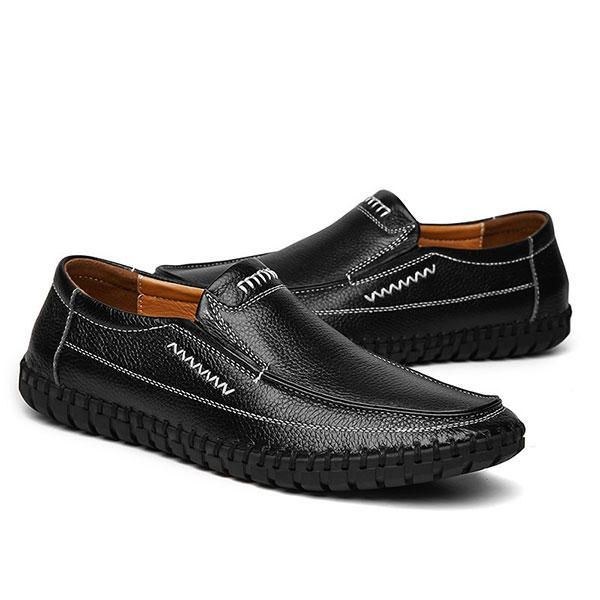 Skor Herr Äkta Läder Handsömmar Mjuk Sula Slip On Oxfords