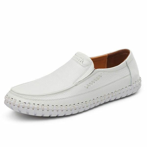 Skor Herr Äkta Läder Handsömmar Mjuk Sula Slip On Oxfords