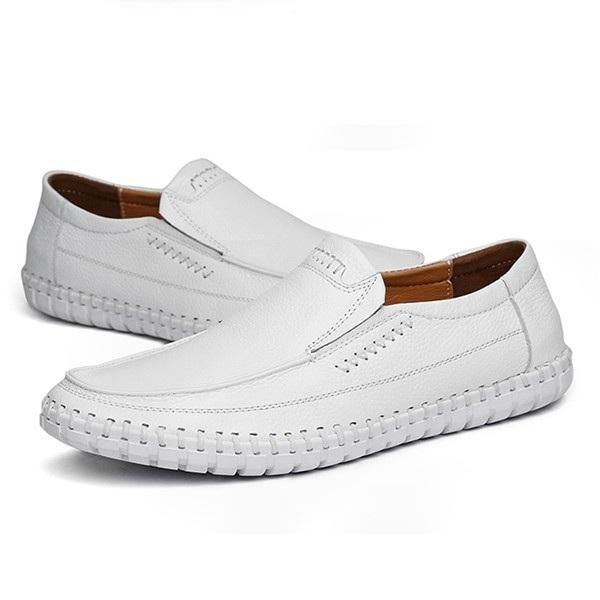 Skor Herr Äkta Läder Handsömmar Mjuk Sula Slip On Oxfords