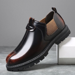 Herr Andas Rund Tå Mjuk Sula England Style Slip On Casual Chelsea Boots