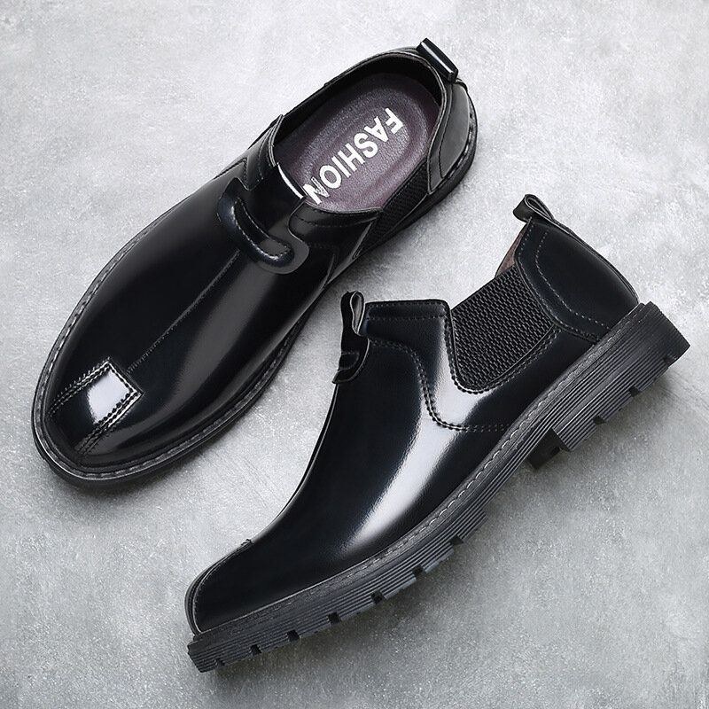 Herr Andas Rund Tå Mjuk Sula England Style Slip On Casual Chelsea Boots