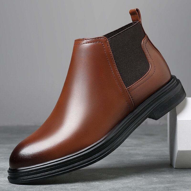 Herr Andas Spetsiga Tå Mjuk Sula Bekväm Slip On Casual Chelsea Boots