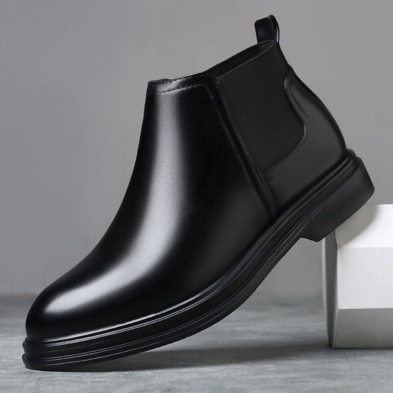 Herr Andas Spetsiga Tå Mjuk Sula Bekväm Slip On Casual Chelsea Boots