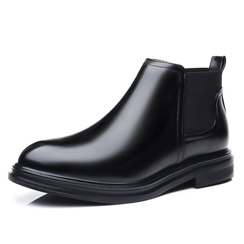 Herr Andas Spetsiga Tå Mjuk Sula Bekväm Slip On Casual Chelsea Boots