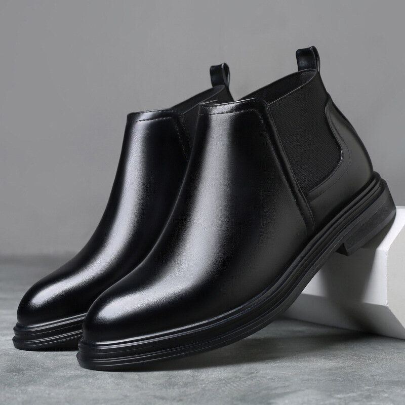 Herr Andas Spetsiga Tå Mjuk Sula Bekväm Slip On Casual Chelsea Boots