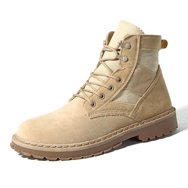 Herr Bekväma Army Style Canvas High Top Boots