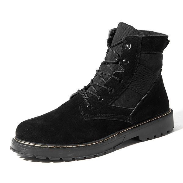 Herr Bekväma Army Style Canvas High Top Boots