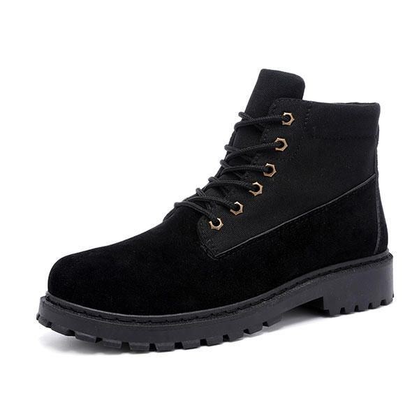 Herr Bekväma Canvas Mocka High Top Boots