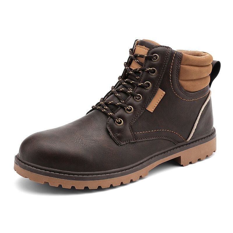 Herr Bekväma Mikrofiberläder Halksäkra Casual Tooling Boots