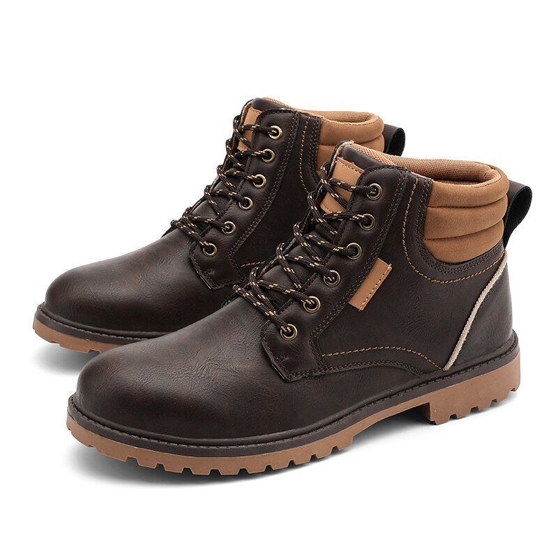 Herr Bekväma Mikrofiberläder Halksäkra Casual Tooling Boots