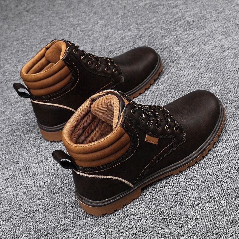 Herr Bekväma Mikrofiberläder Halksäkra Casual Tooling Boots