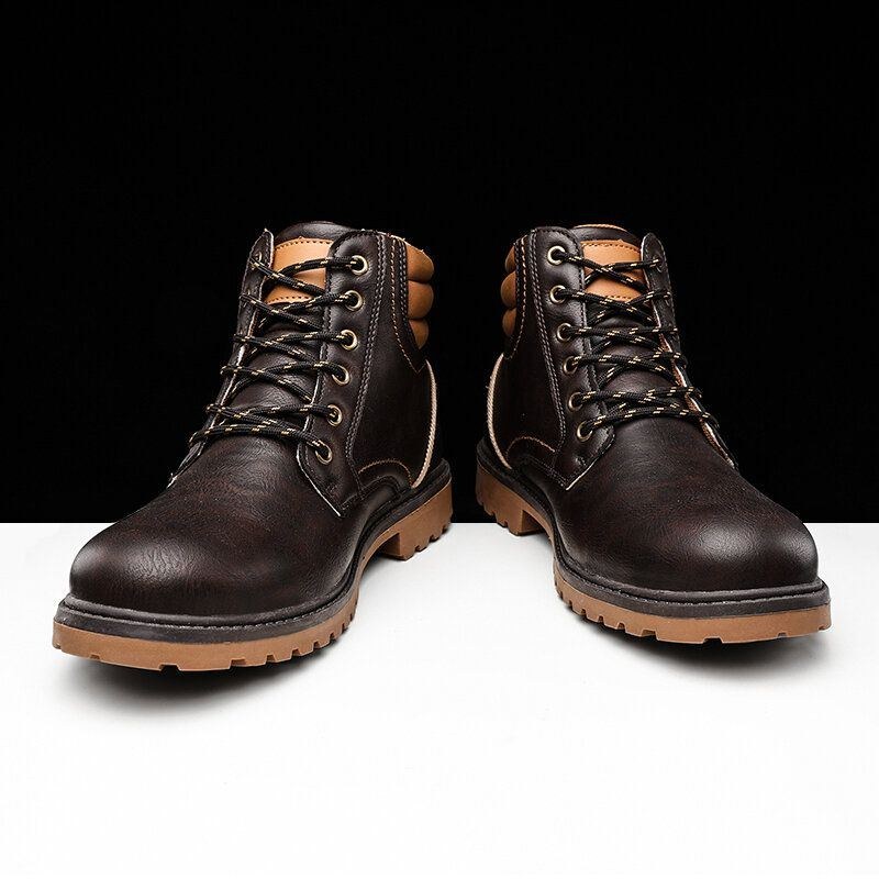 Herr Bekväma Mikrofiberläder Halksäkra Casual Tooling Boots