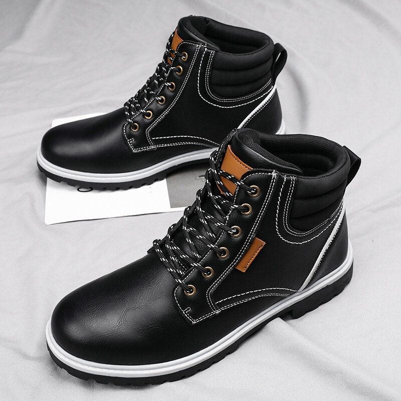 Herr Bekväma Mikrofiberläder Halksäkra Casual Tooling Boots