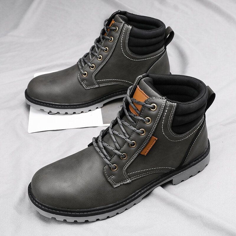 Herr Bekväma Mikrofiberläder Halksäkra Casual Tooling Boots