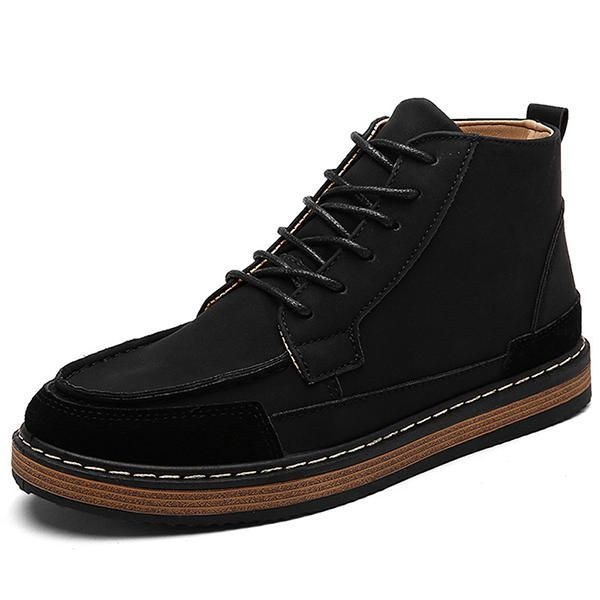 Herr Bekväma Mockaskinn High Top Boots