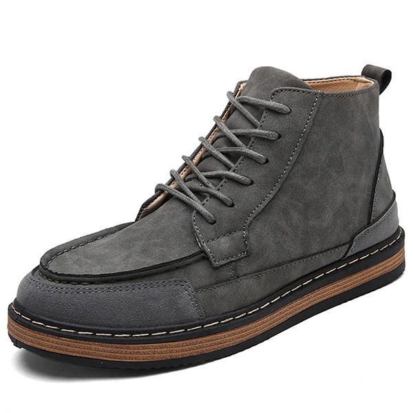 Herr Bekväma Mockaskinn High Top Boots