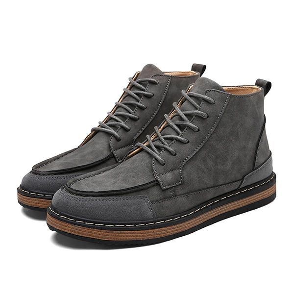 Herr Bekväma Mockaskinn High Top Boots