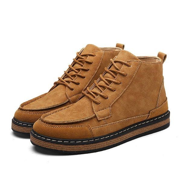 Herr Bekväma Mockaskinn High Top Boots