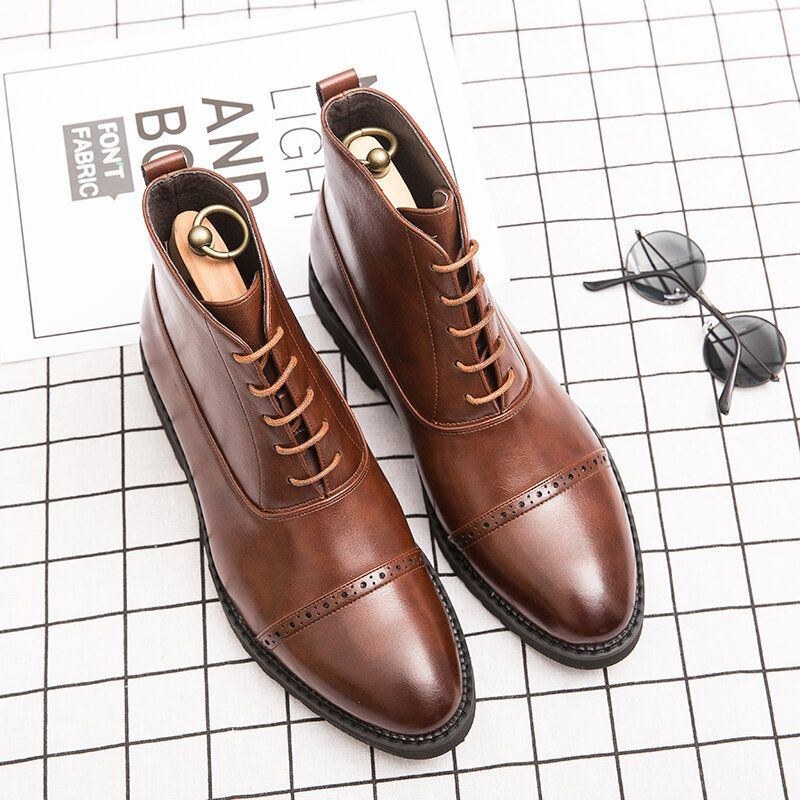 Herr Brogue Comfy Lugn Snörningsklänning Business Casual Ankelboots