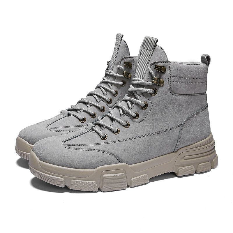 Herr Casual Sport Work Style Microfiber Läder Ankelboots Med Snörning