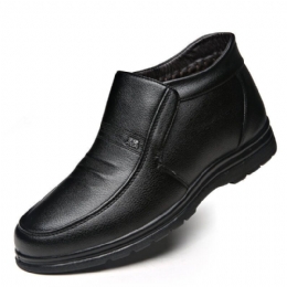 Herr Comfy Cowhide Läder Varmfodrad Mjuk Business Casual Ankelboots