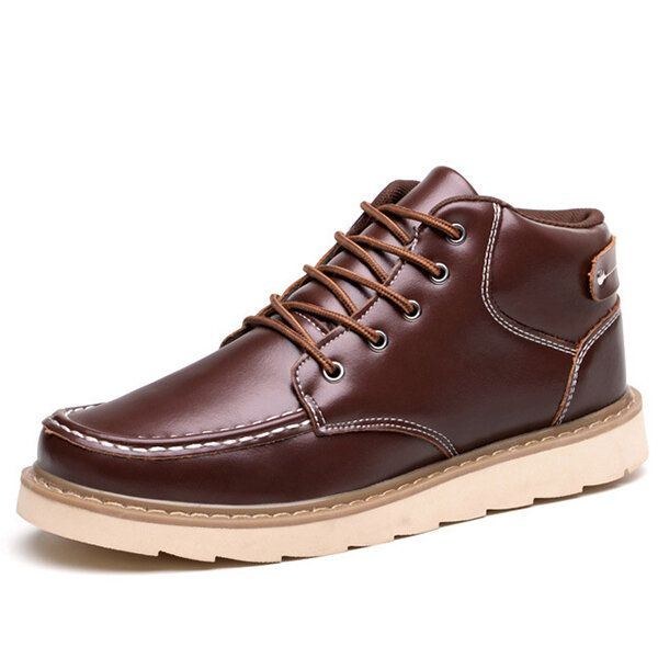 Herr Comfy Leather Lace Up Ankel Boots Vintervarma Skor