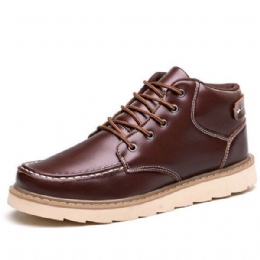 Herr Comfy Leather Lace Up Ankel Boots Vintervarma Skor