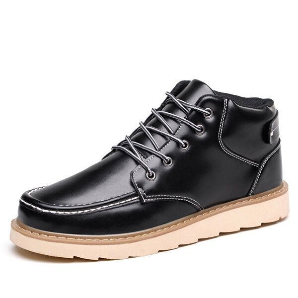 Herr Comfy Leather Lace Up Ankel Boots Vintervarma Skor