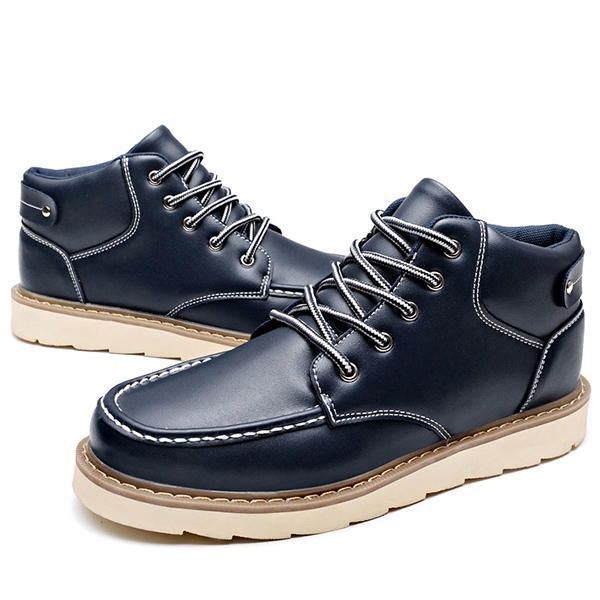 Herr Comfy Leather Lace Up Ankel Boots Vintervarma Skor