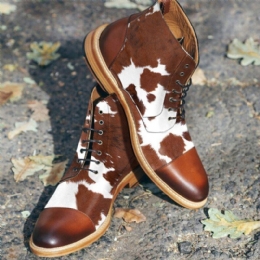 Herr Cow Spot Printed Cap Toe Comfy Ankel Jack Boots