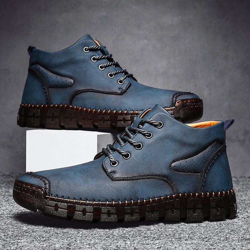 Herr Handsömmar Läder Halkfria Retro Casual Boots