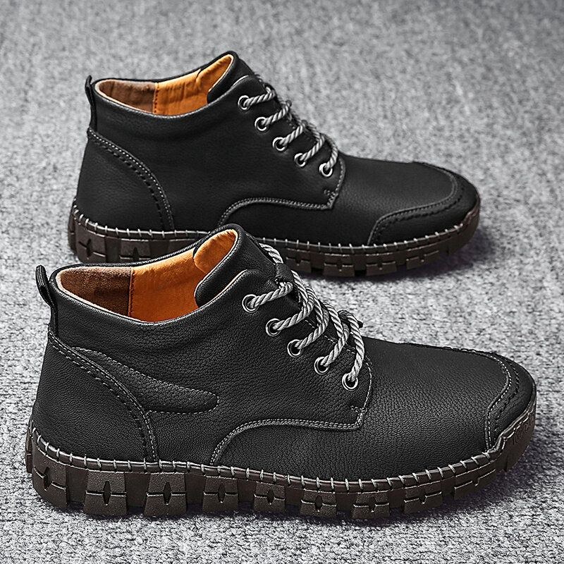 Herr Handsömmar Läder Halkfria Retro Casual Boots