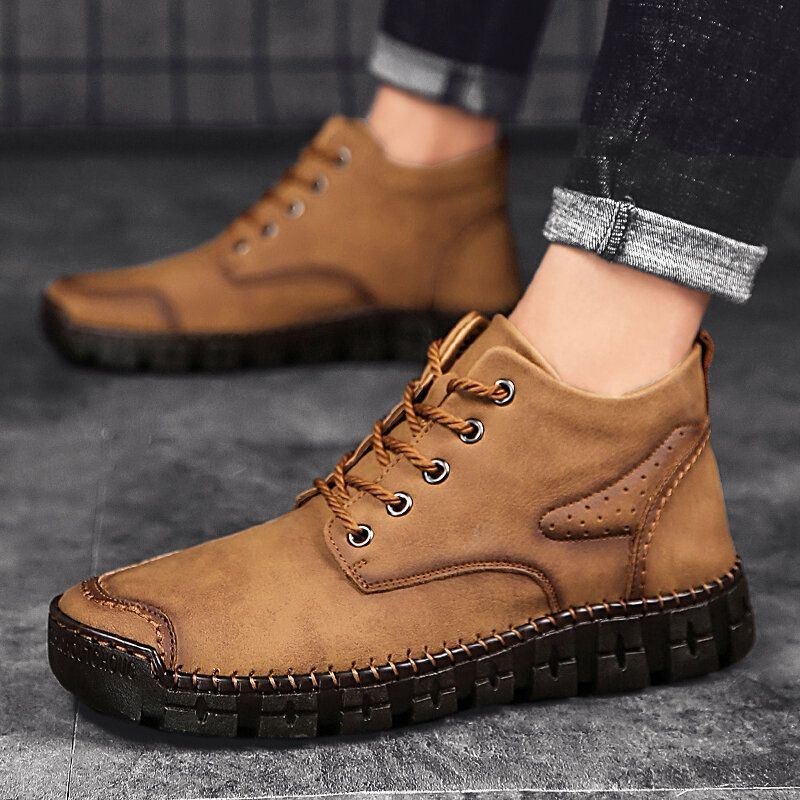 Herr Handsömmar Läder Halkfria Retro Casual Boots