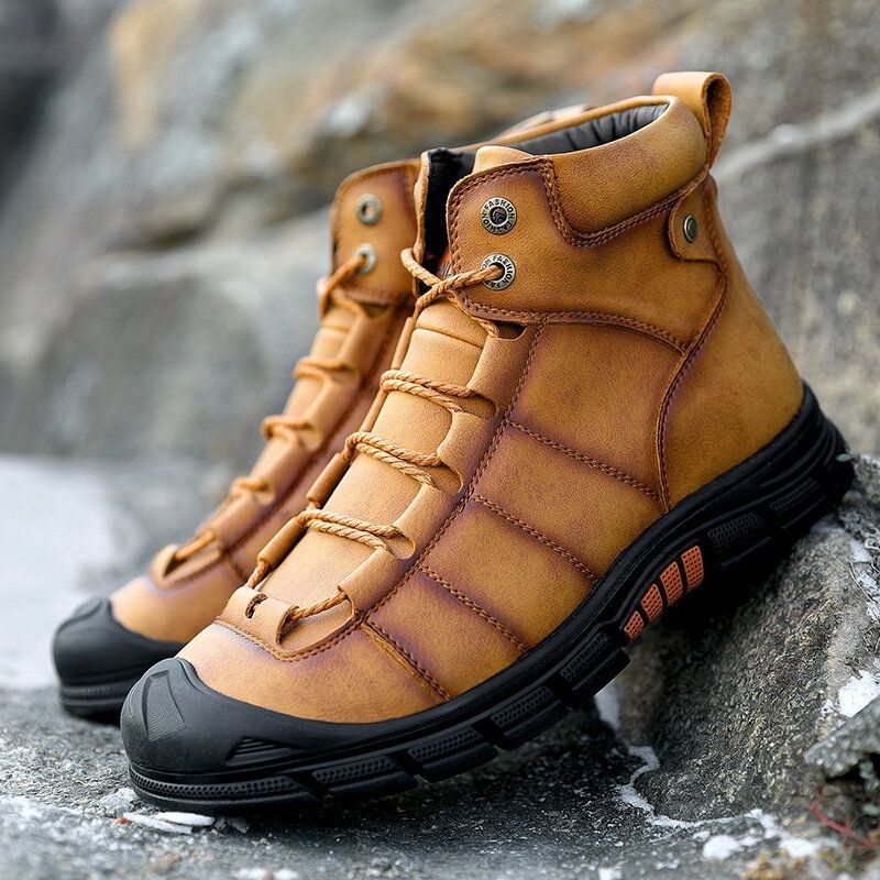 Herr Kohud Läder Halksäker Anti-kollisions Tå Casual Outdoor Ankel Boots