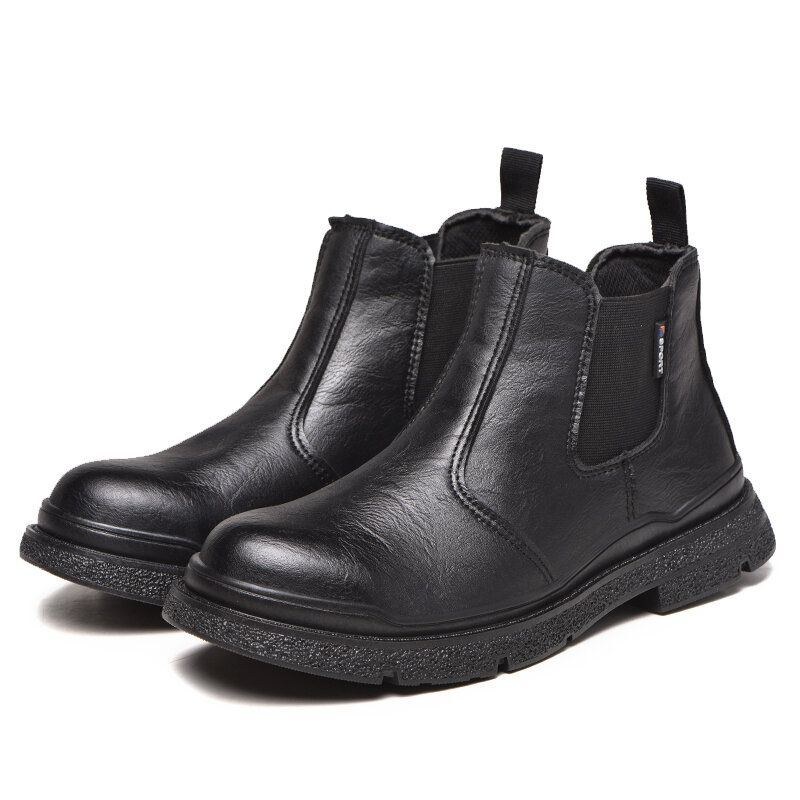 Herr Microfiber Läder Vanligt Halkfri Slitbeständiga Slip-on Casual Boots