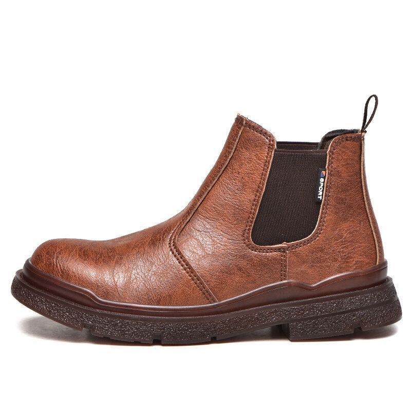 Herr Microfiber Läder Vanligt Halkfri Slitbeständiga Slip-on Casual Boots