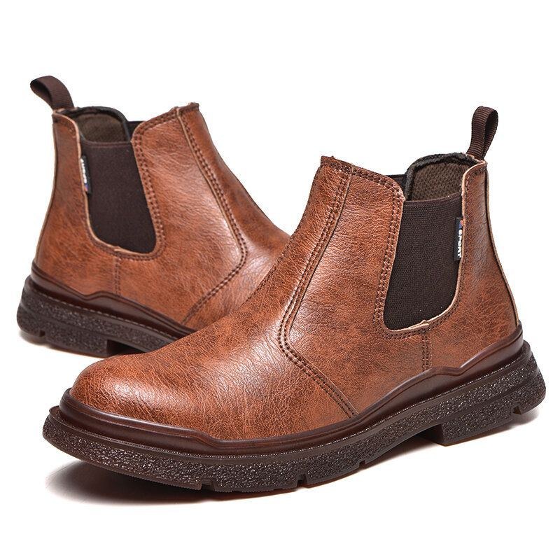 Herr Microfiber Läder Vanligt Halkfri Slitbeständiga Slip-on Casual Boots