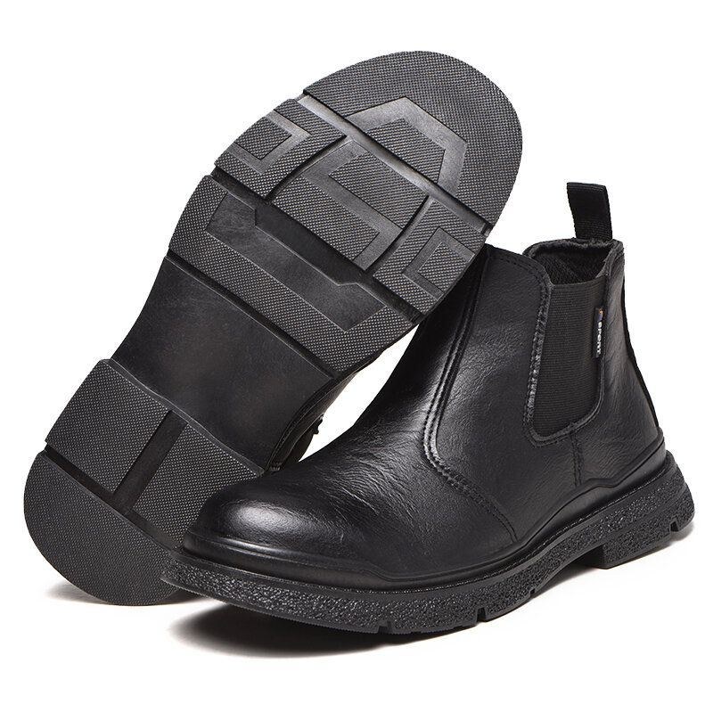 Herr Microfiber Läder Vanligt Halkfri Slitbeständiga Slip-on Casual Boots