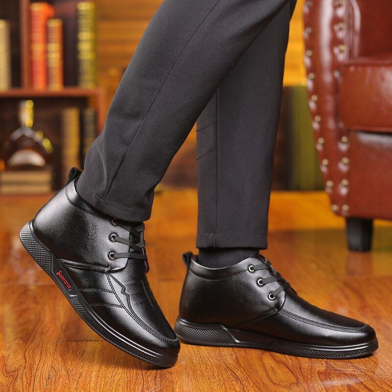 Herr Microfiber Läder Varm Mjuk Sula Business Casual Ankel Boots