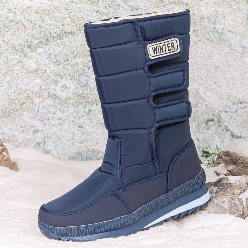 Herr Oxford-tyg Med Hög Densitet Vattentät Halkfri Ryssland Thicken Plus Velvet Warmth Mid-tube Northeast Snow Boots