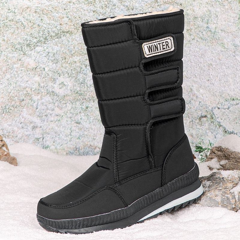 Herr Oxford-tyg Med Hög Densitet Vattentät Halkfri Ryssland Thicken Plus Velvet Warmth Mid-tube Northeast Snow Boots