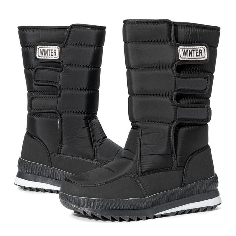 Herr Oxford-tyg Med Hög Densitet Vattentät Halkfri Ryssland Thicken Plus Velvet Warmth Mid-tube Northeast Snow Boots